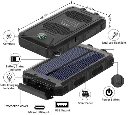 20000mah Solar Battery Bank