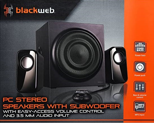 Blackweb 2.1 Multimedia Speaker System (F320) Black New