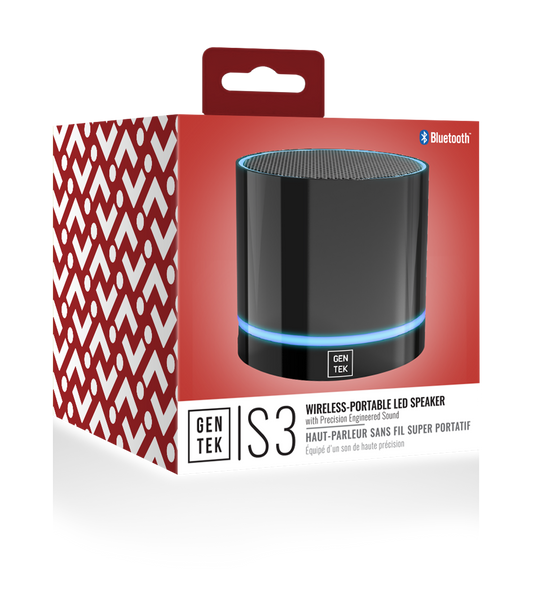 GENTEK S3 WIRELESS BLUETOOTH PORTABLE SPEAKER W/ LED LIGHT