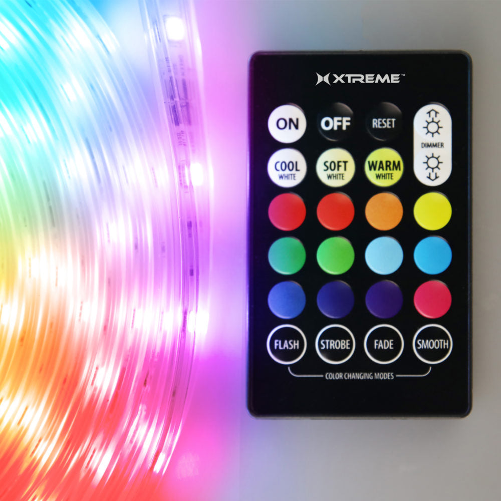 Lumière LED multicolore d'extérieur avec télécommande - 16,4 pieds