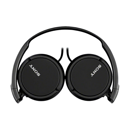 A pair of black Sony folded headphones